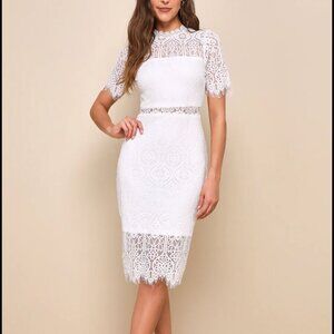 Lulu's White Lace Midi Dress